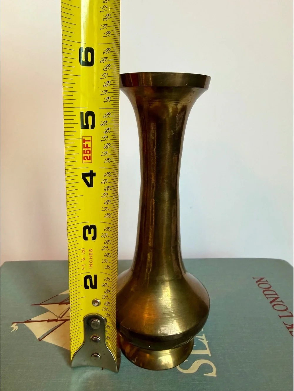 Vintage Solid Brass Bud Vase 5.5” Made in India Enesco Gold Brass Boho Decor